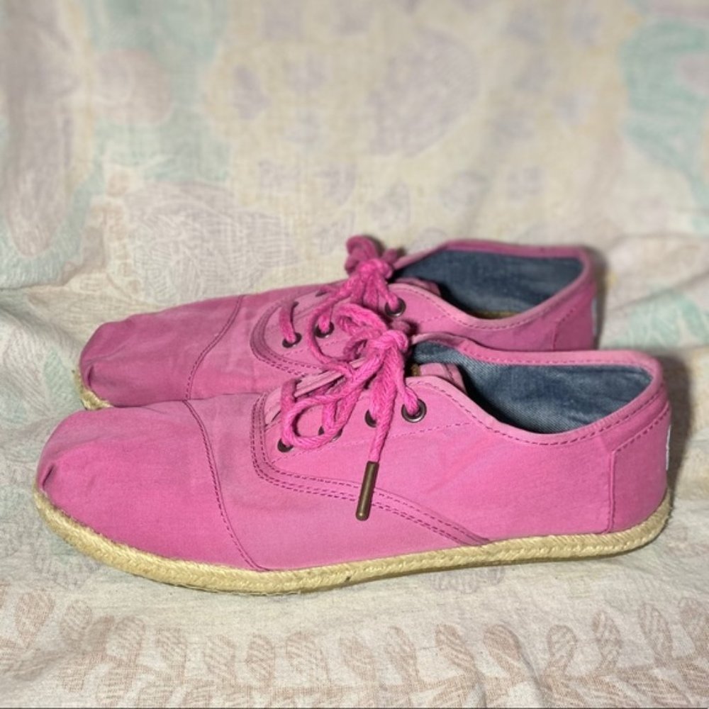 TOMS Bubblegum Pink Lace-up Espadrilles; Size 8.5